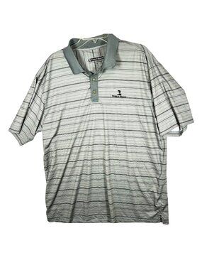 Pebble Beach Dry-Luxe Performance Striped Polo Shirt Mens XL Gray Short Sleeve